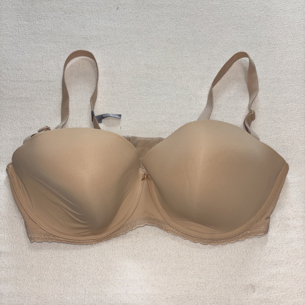 Aerie Real Happy Strapless Beige Convertible Push Up Bra Women's Size 40D NWOT - Picture 1 of 8